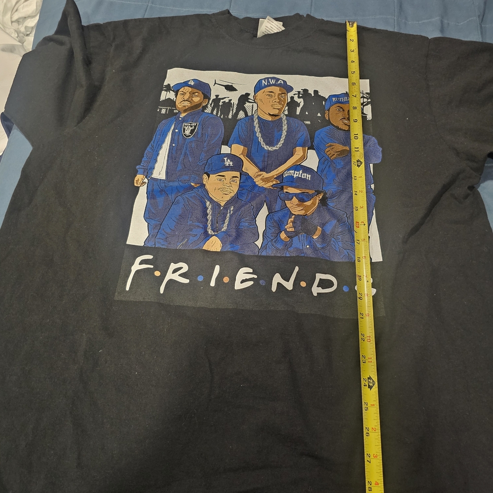Black Graphic Tee with Blue Accents